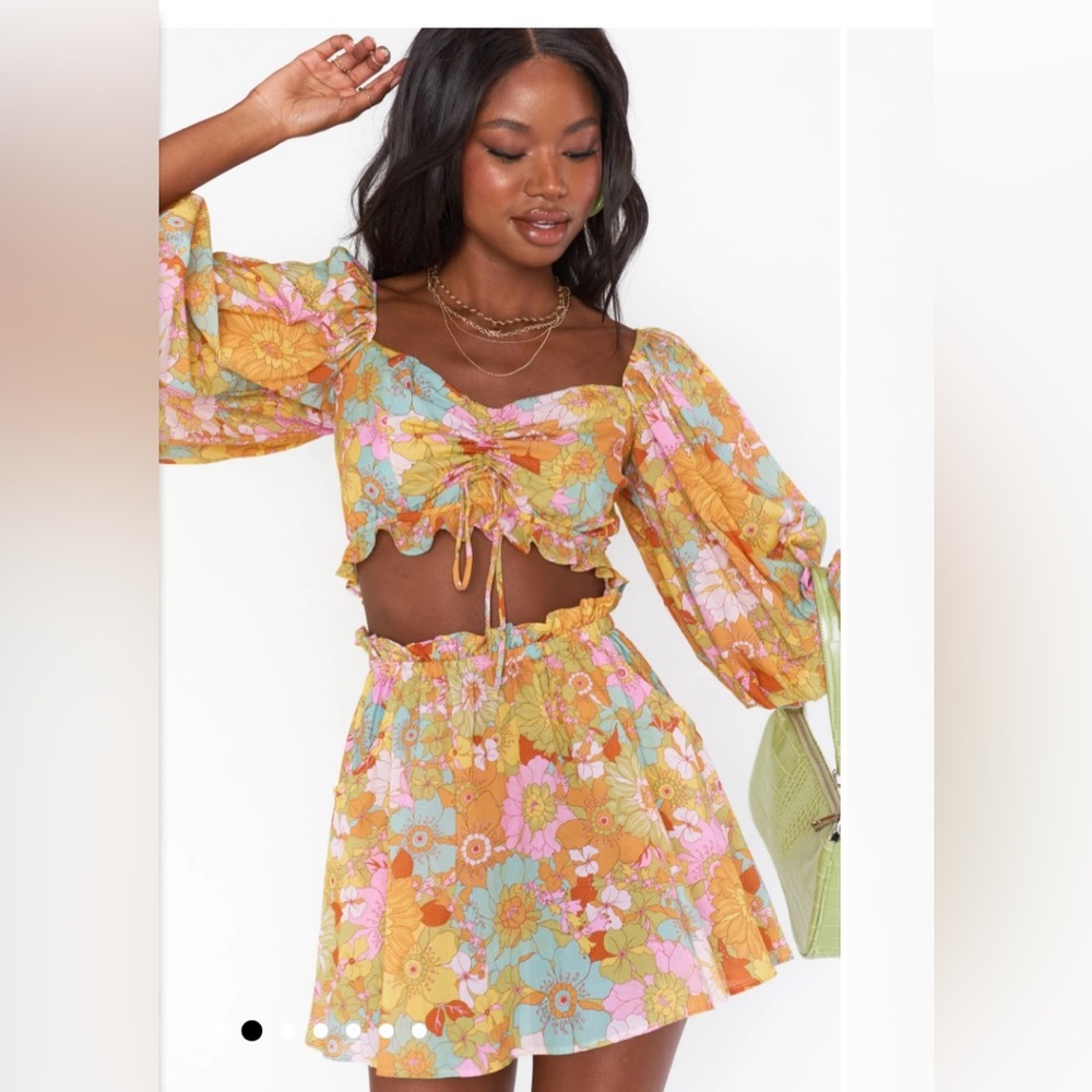 Show me your Mumu Jenna top and Swing Skirt Groovy Blooms